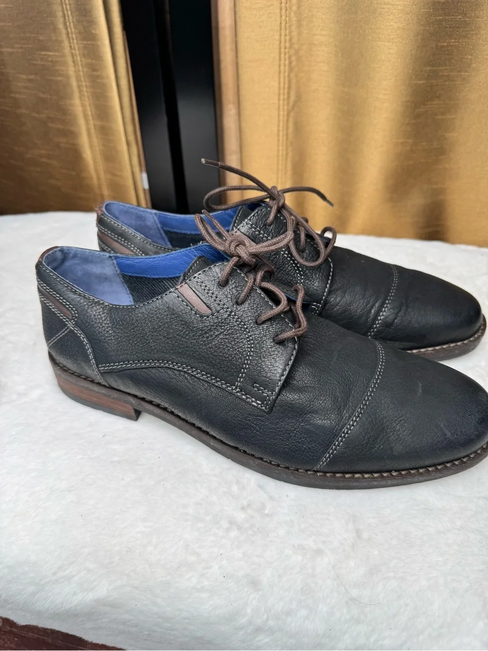 AM Shoe Company Black Leather Cap Toe Oxfords Men’s Size 7